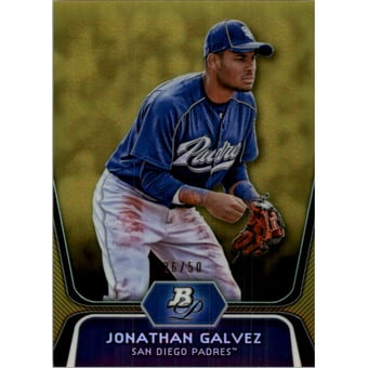2012 Bowman Platinum Prospects Gold Refractors #BPP58 Jonathan Galvez