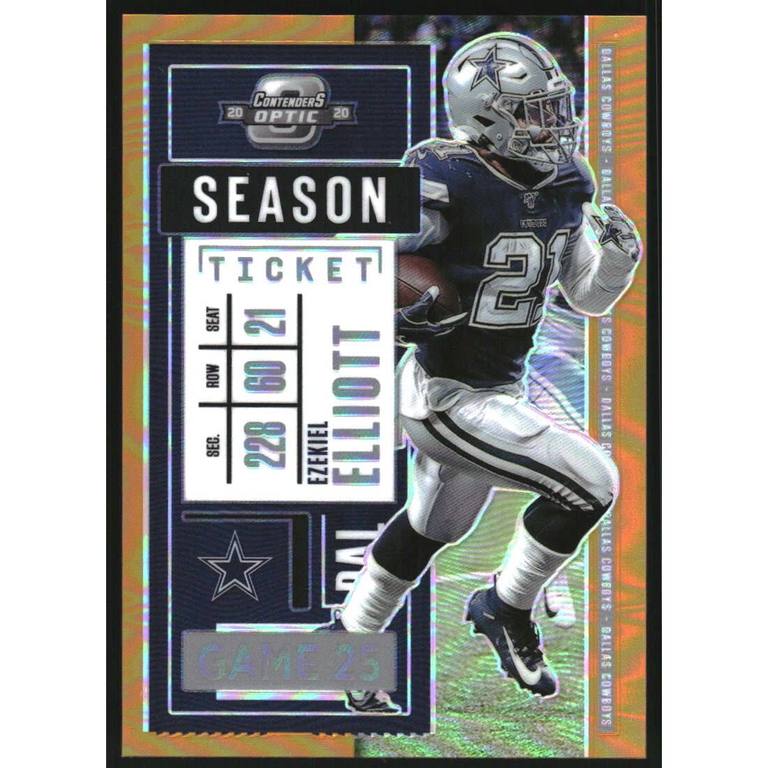 2020 Panini Contenders Optic Orange #17 Ezekiel Elliott. rookie card picture
