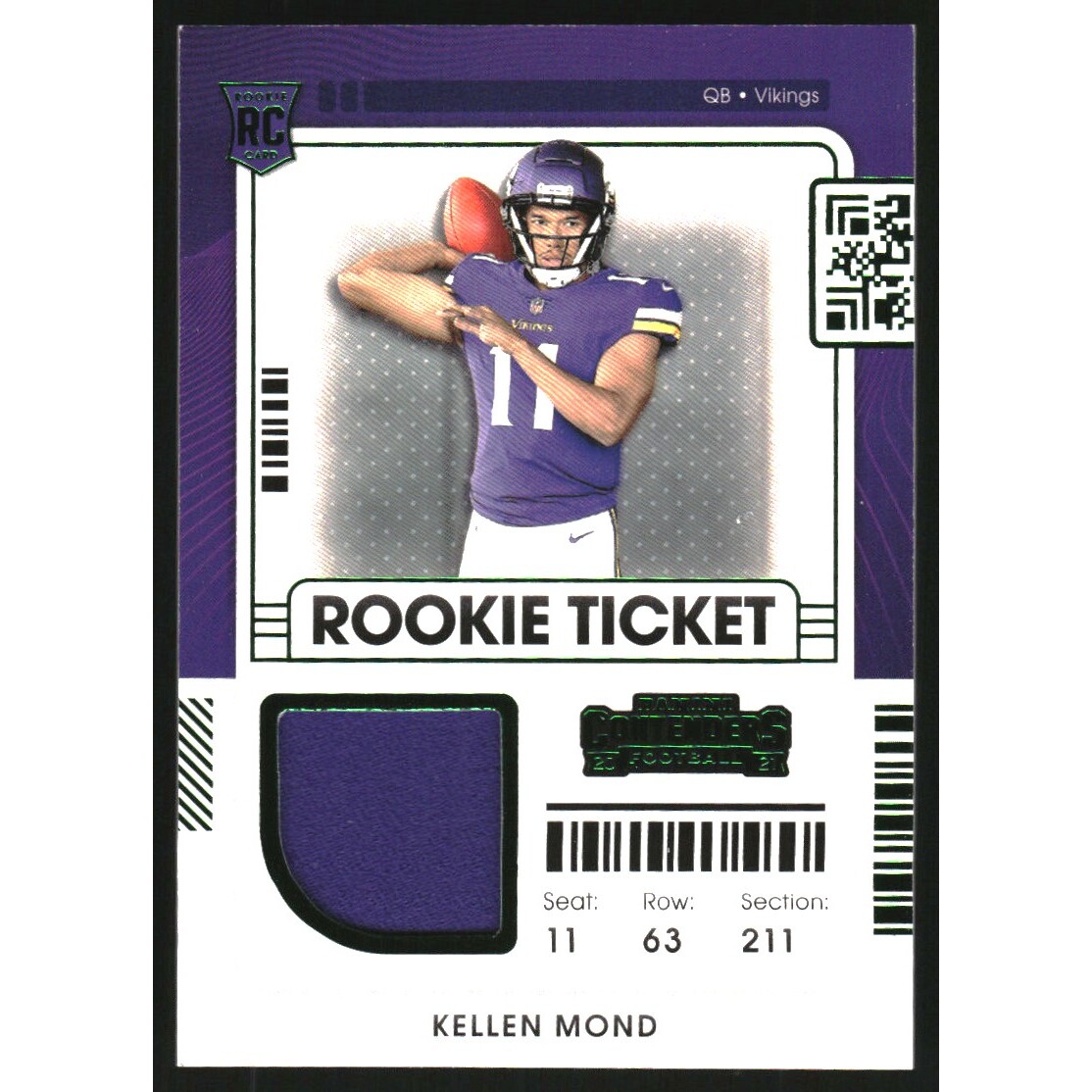 2021 Panini Contenders Rookie Ticket Swatches #22 Kellen Mond