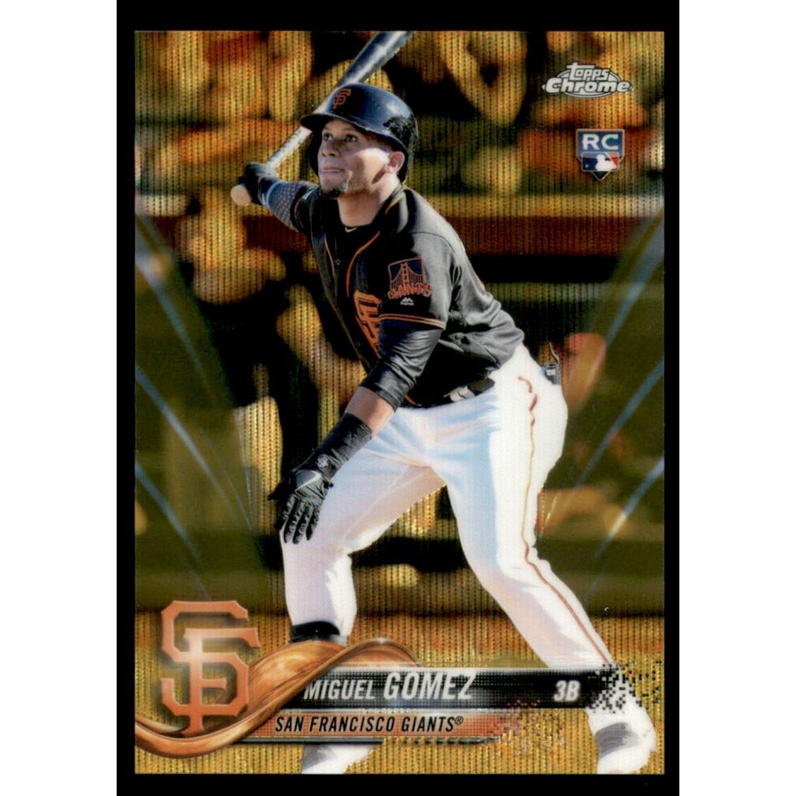 2018 Topps Chrome Gold Wave Refractors #13 Miguel Gomez. rookie card picture