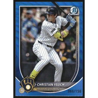 2025 Bowman Chrome Blue Wave Refractors #70 Christian Yelich