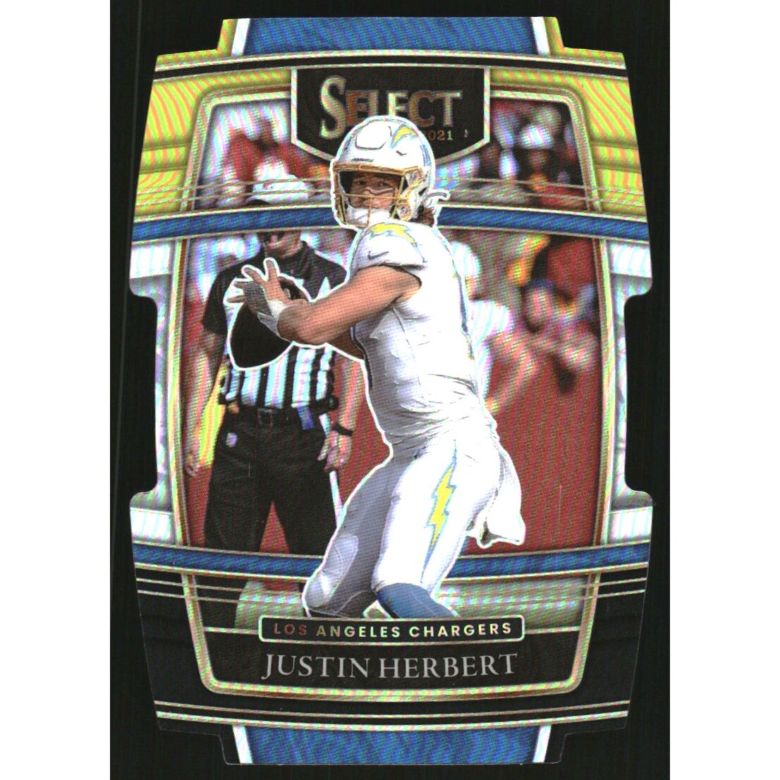 2021 Select Prizm Green and Yellow Die Cut #19 Justin Herbert