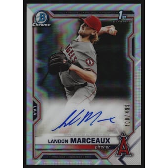 2021 Bowman Chrome Draft Autographs Refractors #CDALM Landon Marceaux