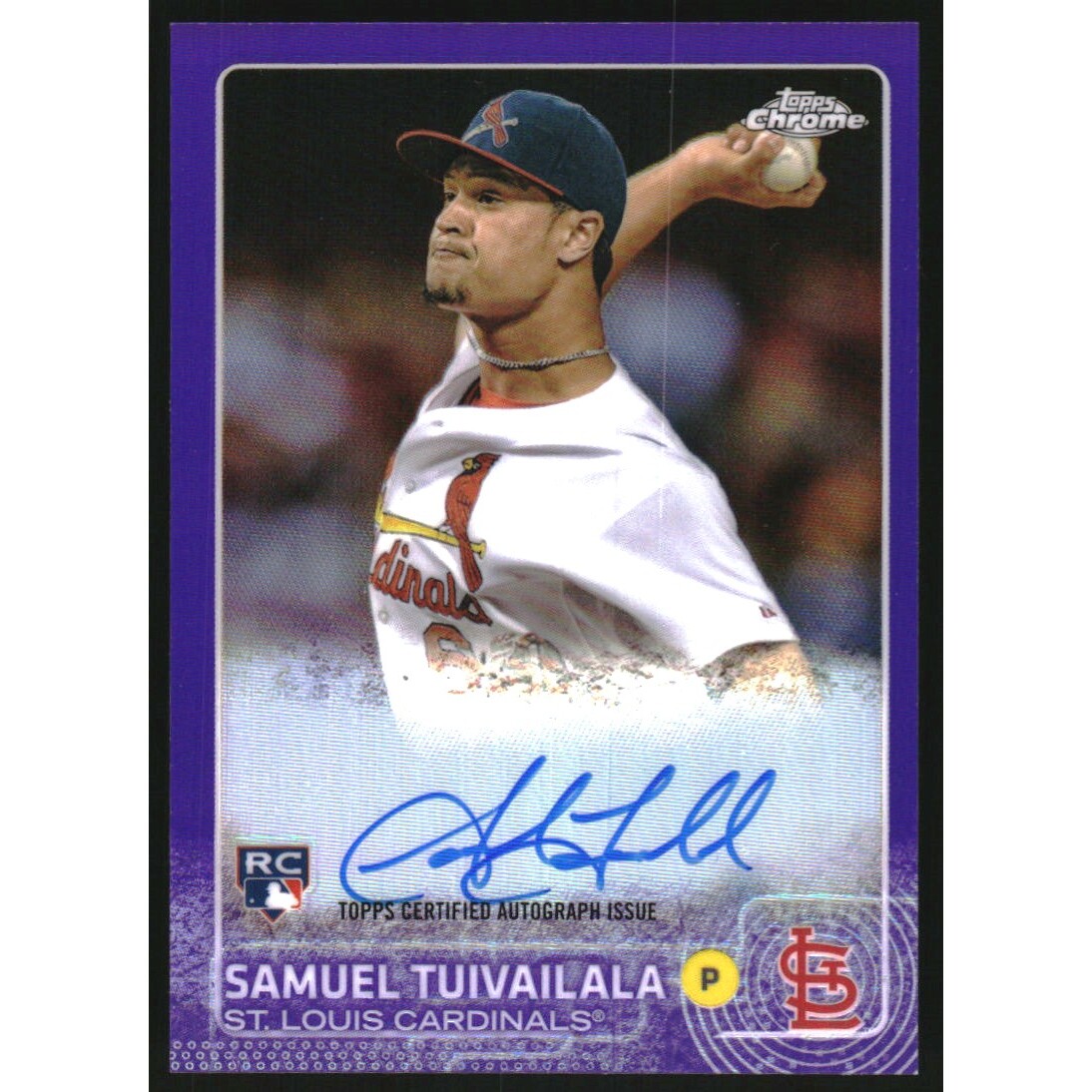 2015 Topps Chrome Rookie Autographs Purple Refractors #ARST Samuel Tuivailala