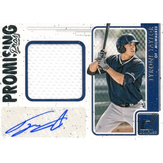 2017 Donruss Promising Pros Materials Signatures #PPMSTT Tyrone Taylor. rookie card picture