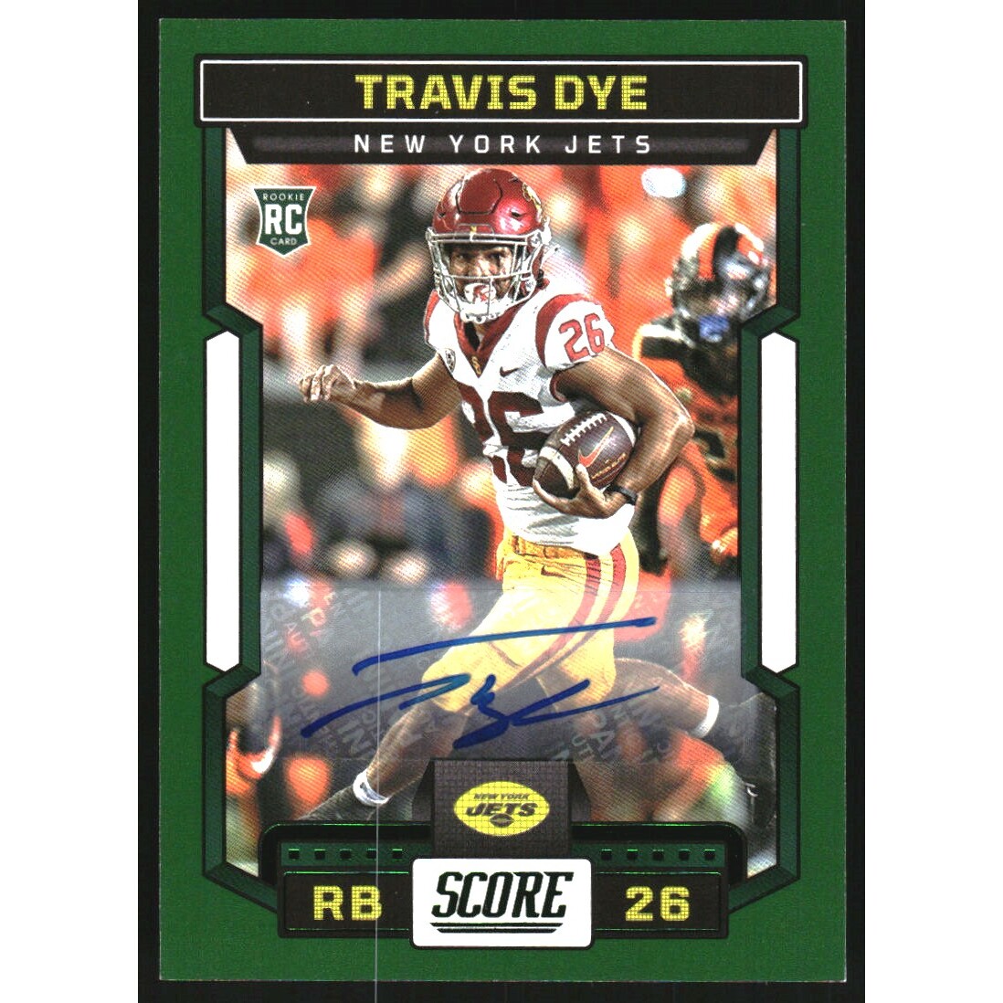 2023 Score Signatures Green #329 Travis Dye