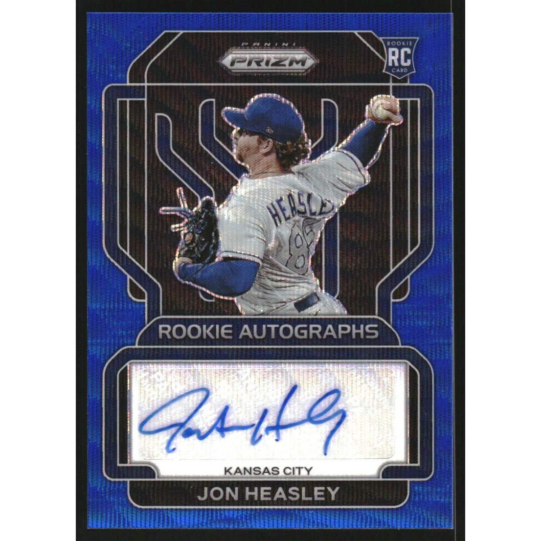 2022 Panini Prizm Rookie Autographs Prizms Blue Wave #50 Jon Heasley. rookie card picture