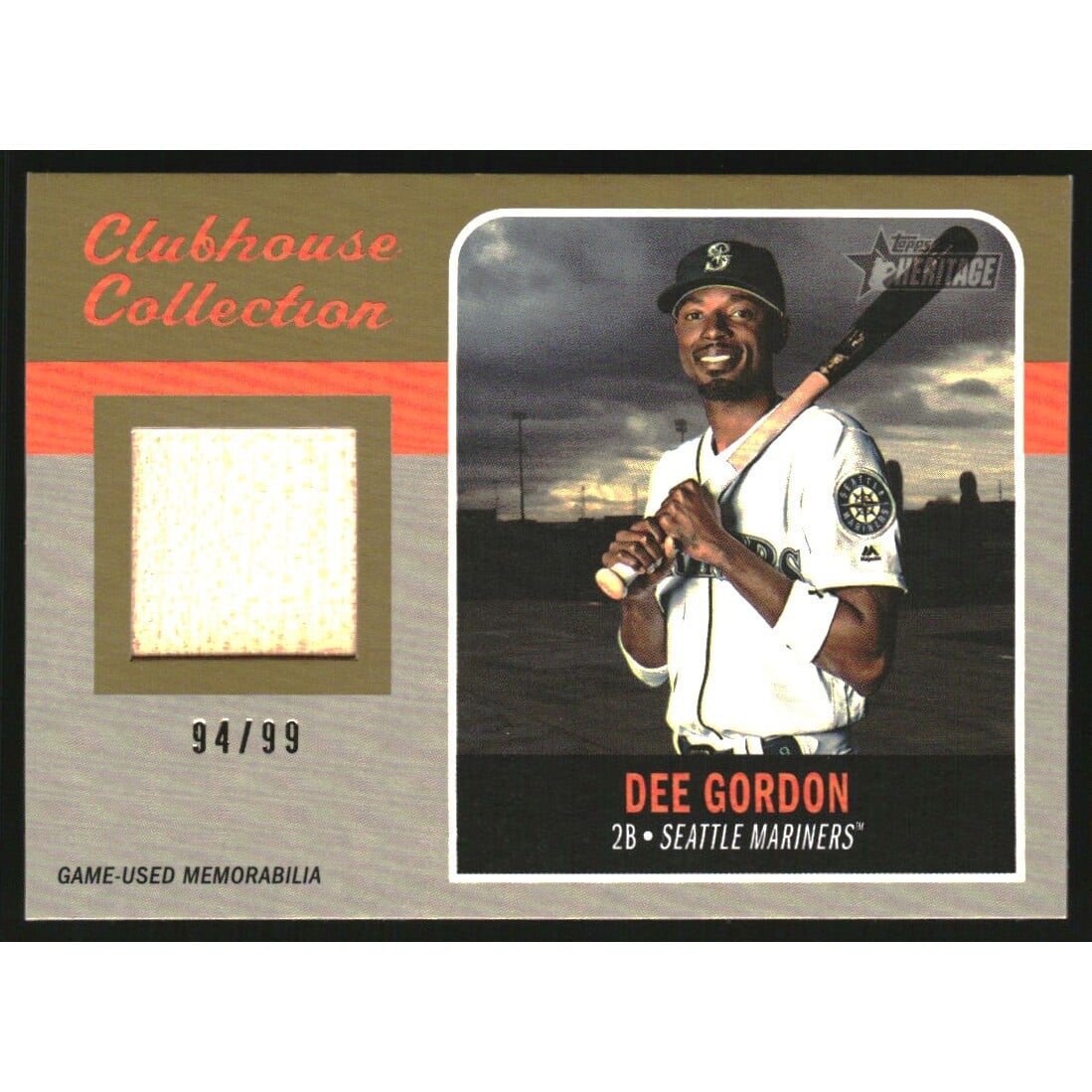 2019 Topps Heritage Clubhouse Collection Relics Gold #CCRDG Dee Gordon HN