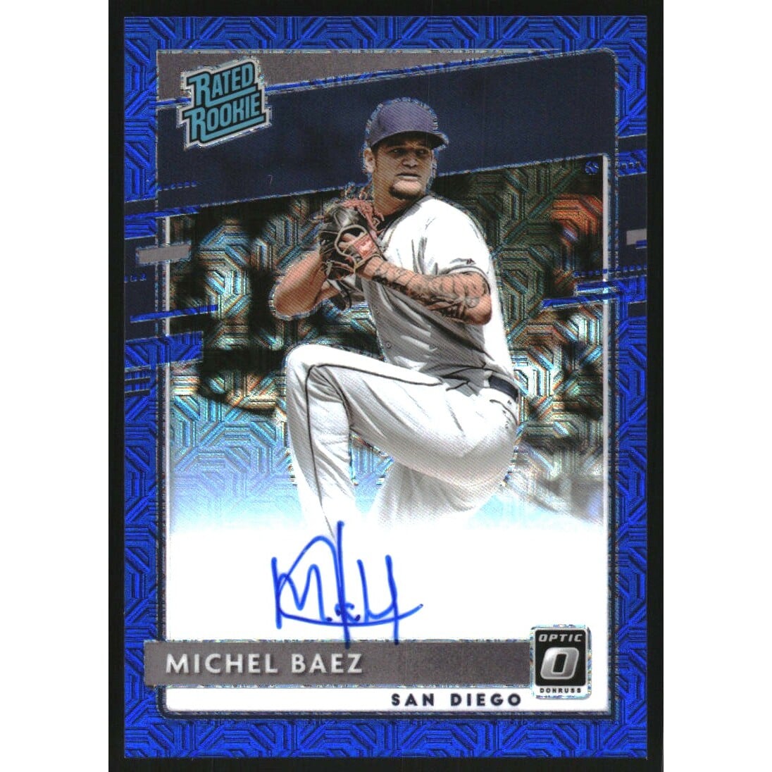 2020 Donruss Optic Rated Rookies Signatures Blue Mojo #59 Michel Baez/99. rookie card picture