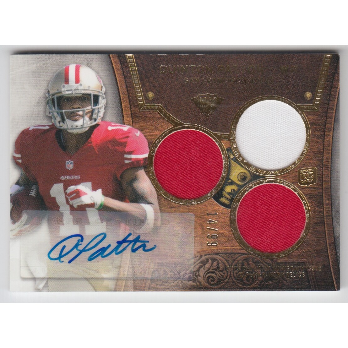 2013 Topps Triple Threads #129 Quinton Patton JSY AU RC