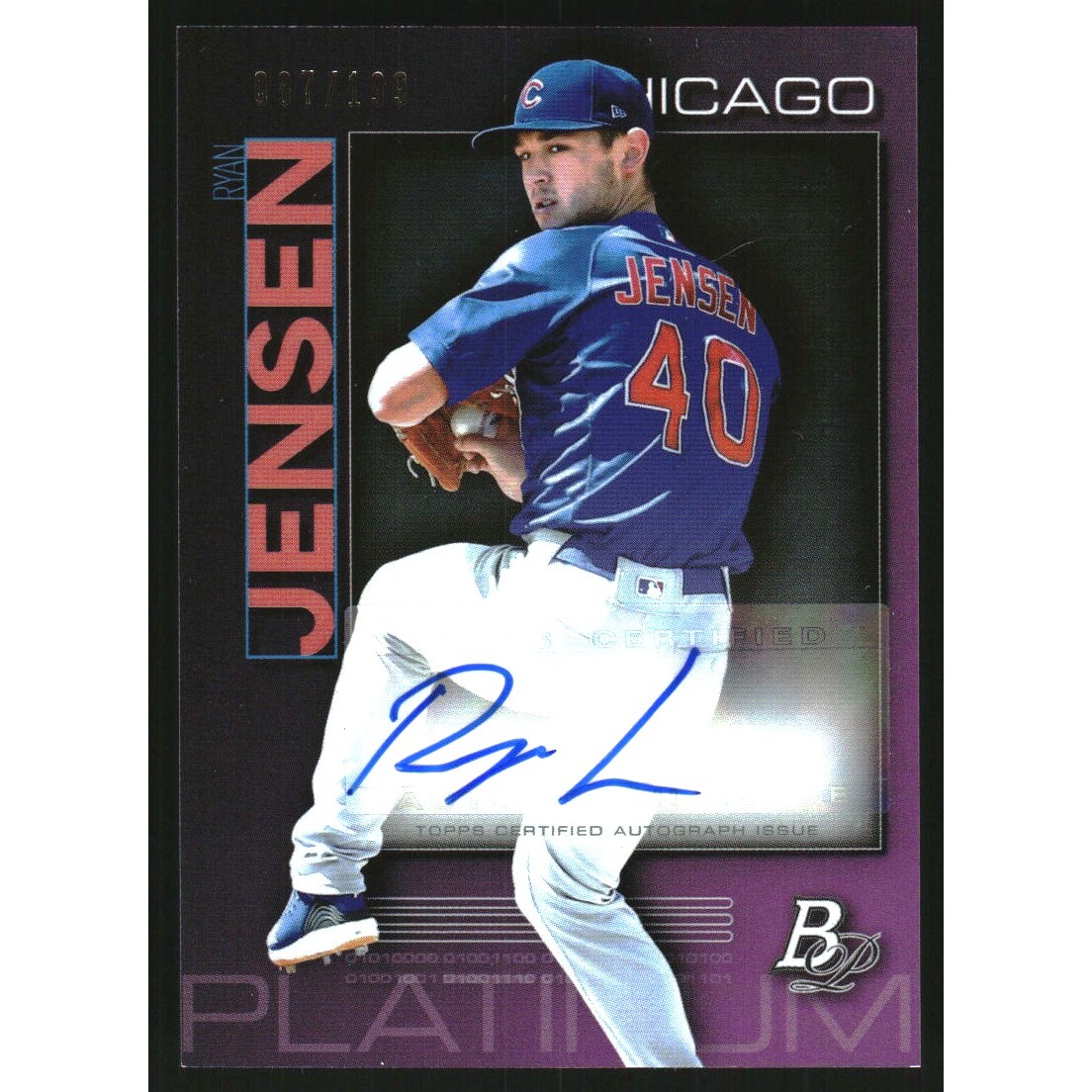 2020 Bowman Platinum Top Prospect Autographs Purple #TOP60 Ryan Jensen. rookie card picture