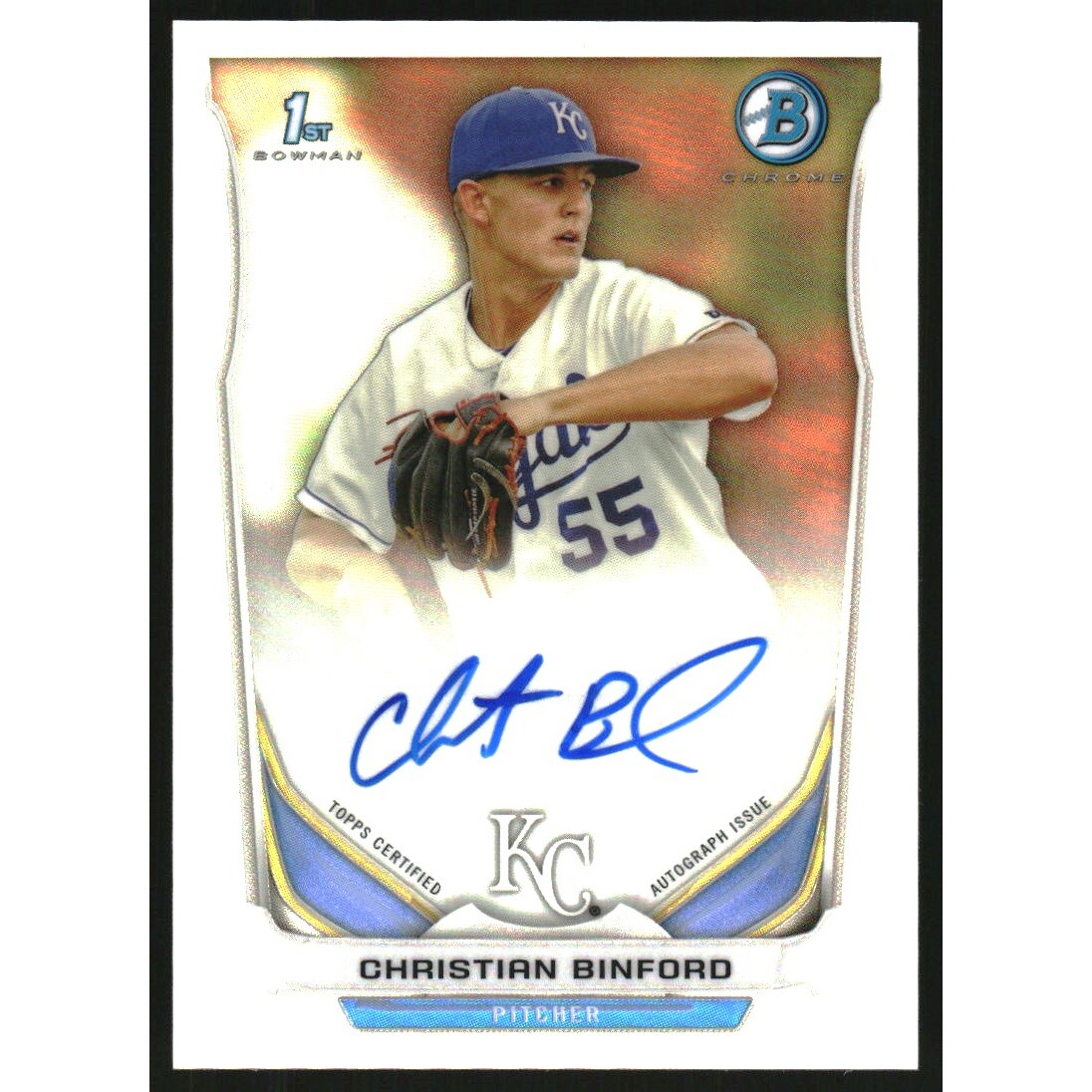 2014 Bowman Chrome Prospect Autographs Refractors #BCAPCB Christian Binford