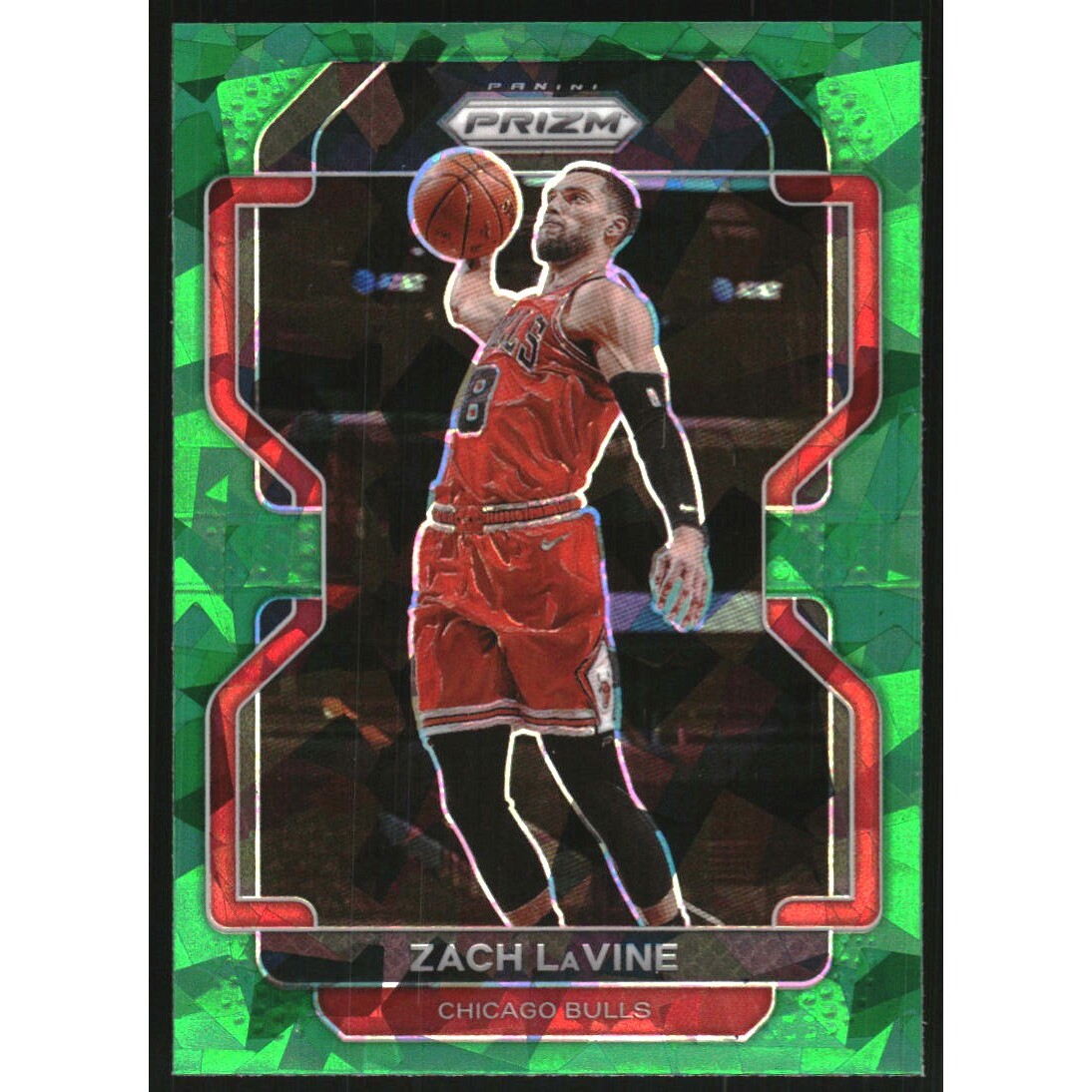 2021-22 Panini Prizm Prizms Green Ice #107 Zach LaVine