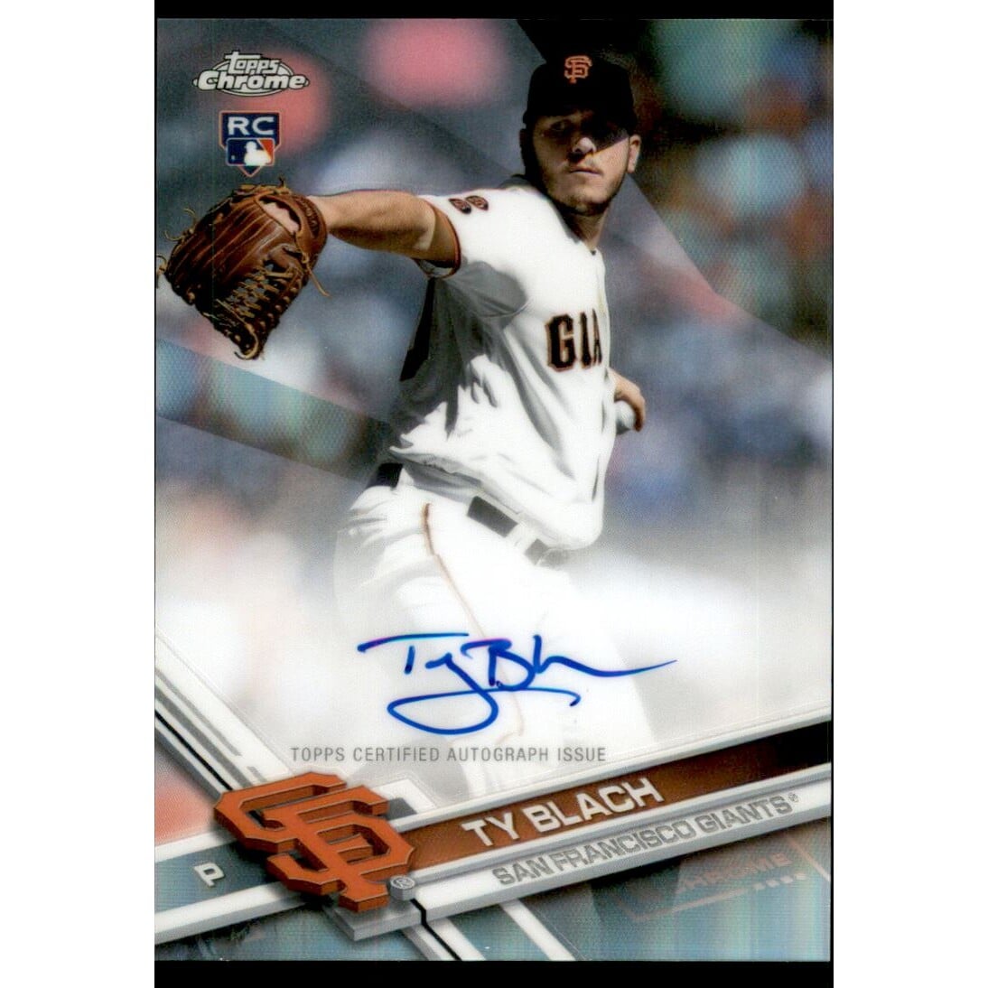 2017 Topps Chrome Rookie Autographs Refractors #RATBL Ty Blach. rookie card picture