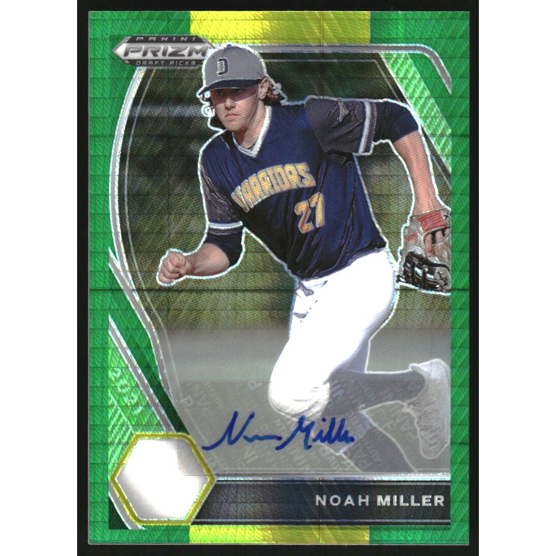 2021 Panini Prizm Draft Picks Base Autographs Prizms Green and Yellow Hyper #36 Noah Miller