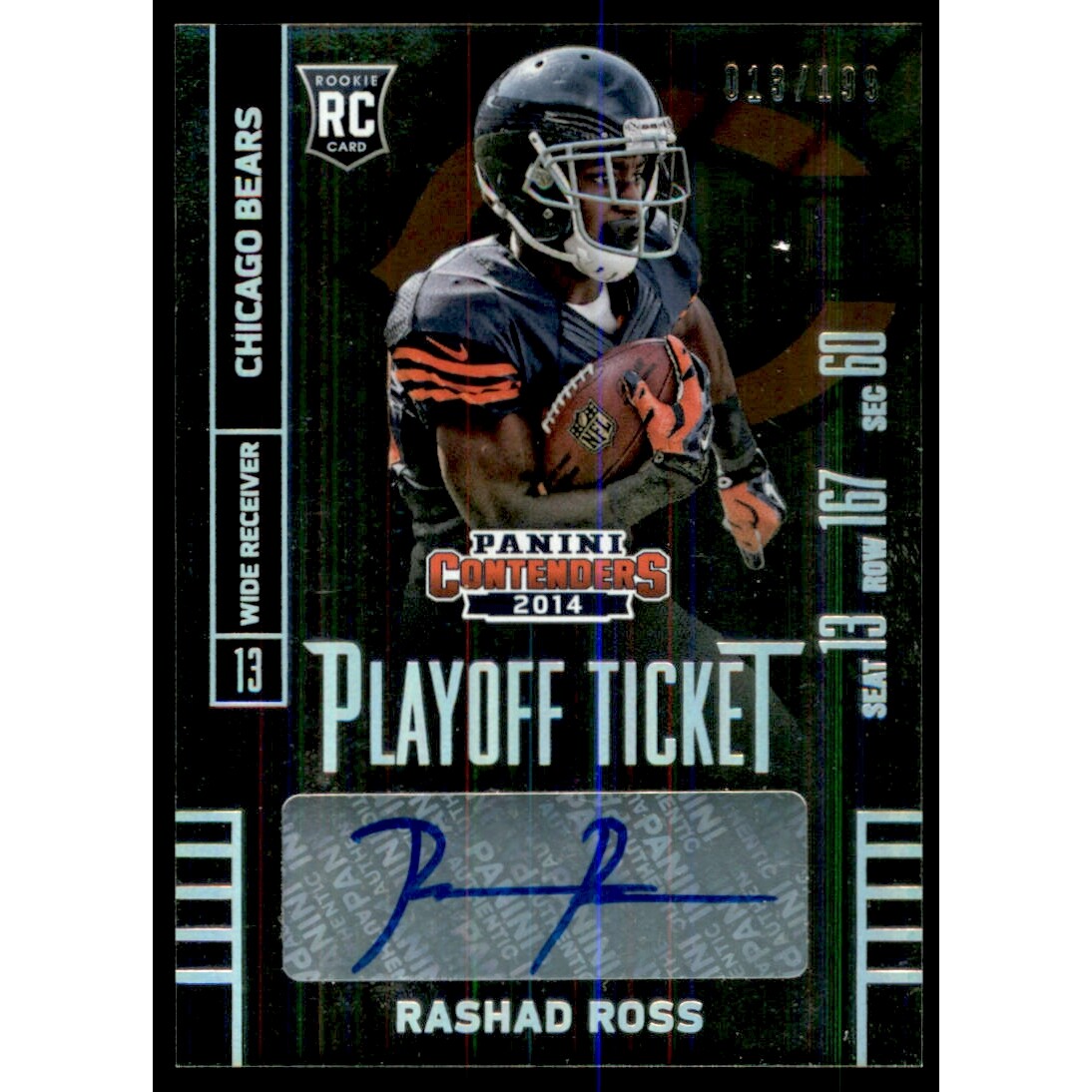 2014 Panini Contenders Playoff Ticket #193B Rashad Ross AU. rookie card picture