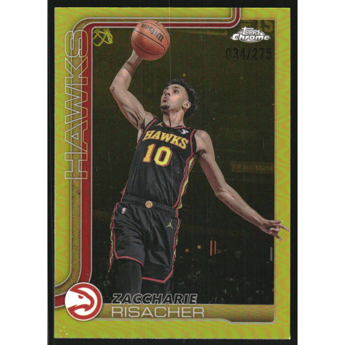 2025-26 Topps Chrome Yellow Refractors #2 Zaccharie Risacher 2025-26 Topps Chrome Yellow Refractors #2 Zaccharie Risacher