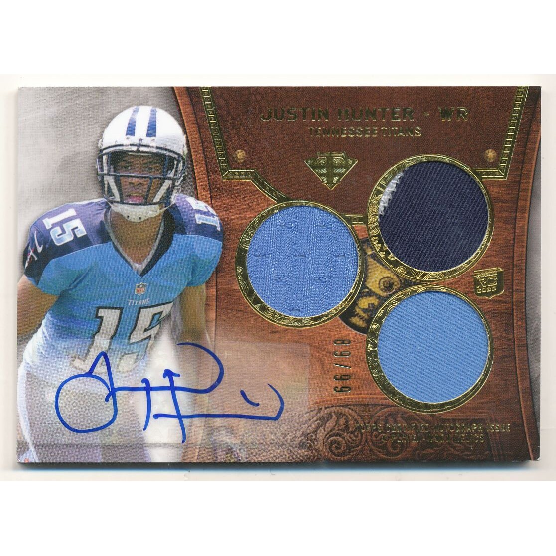 2013 Topps Triple Threads #119 Justin Hunter JSY AU RC