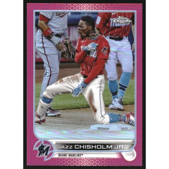 2022 Topps Chrome Magenta Refractors #91 Jazz Chisholm Jr.