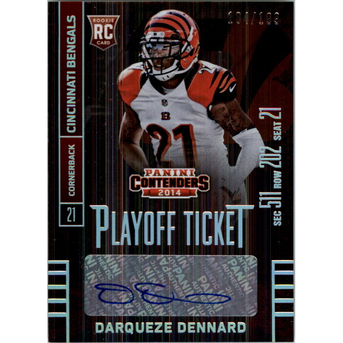 2014 Panini Contenders Playoff Ticket #119A Darqueze Dennard AU. rookie card picture