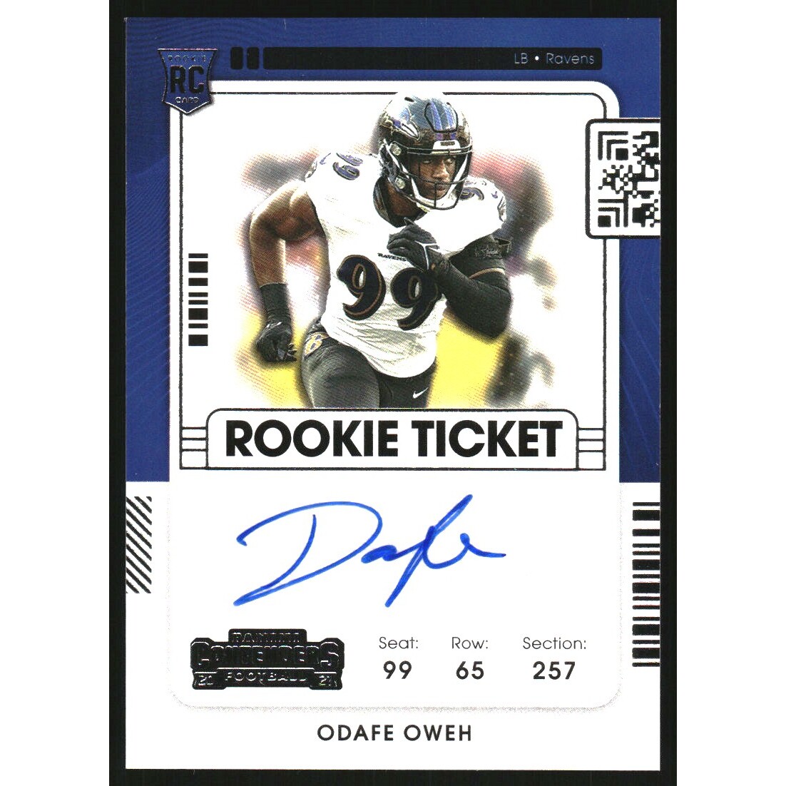 2021 Panini Contenders #159A Odafe Oweh AU RC. rookie card picture