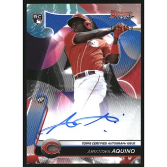 2020 Bowman's Best Best of '20 Autographs Blue Refractors #B20AAQ Aristides Aquino