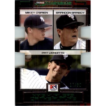 2008 TRISTAR Prospects Plus PROminent Die Cut Green #133 Mikey O'Brien/Brandon Braboy/Pat Venditte