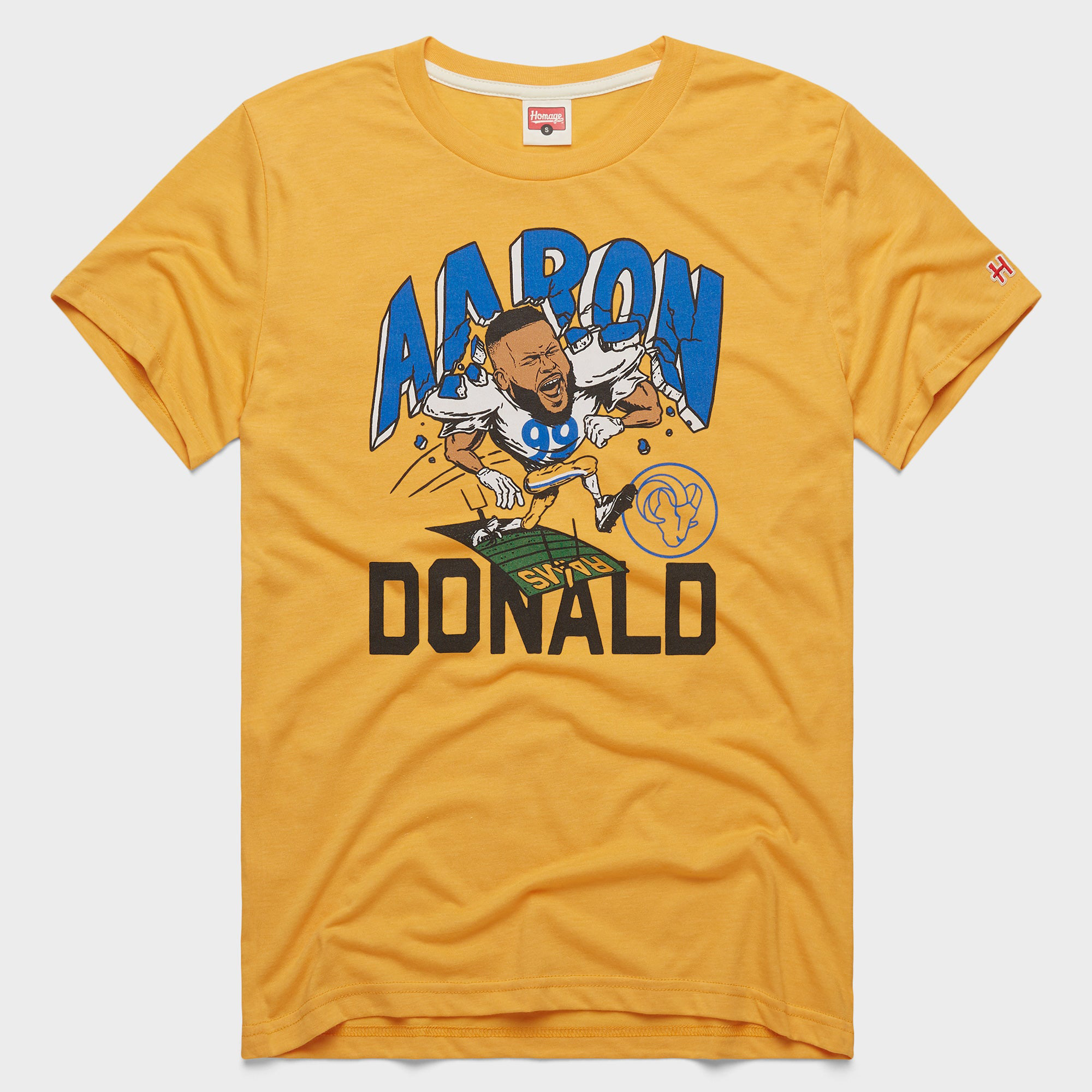 Homage Men's and Women's Aaron Donald Gold Los Angeles Rams Caricature Player Graphic Tri-Blend T-Shirt - Gold