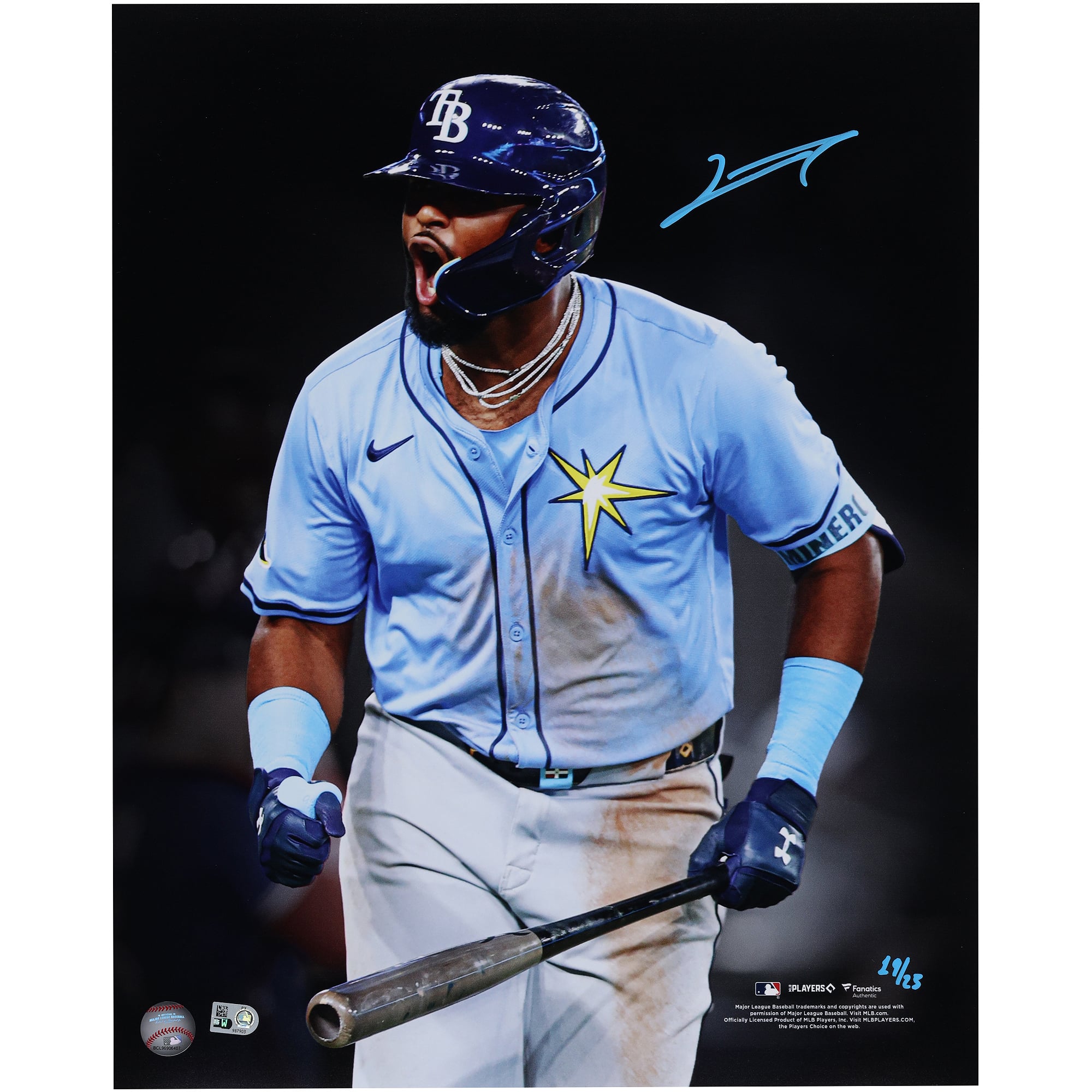 Junior Caminero Tampa Bay Rays Autographed 16" x 20" Unleashed Screaming Celebration Photograph - Limited Edition of 25