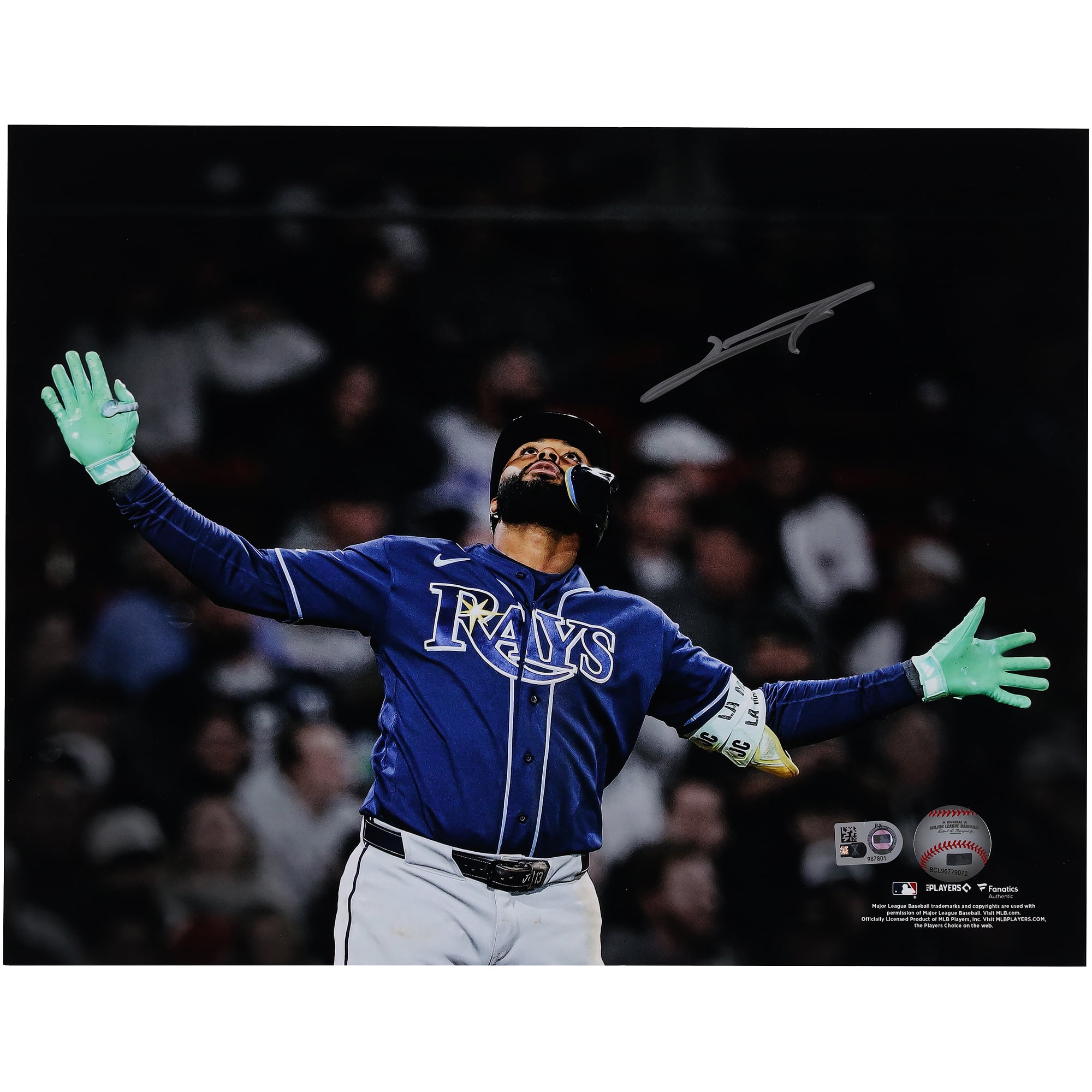 Junior Caminero Tampa Bay Rays Autographed 11" x 14" Home Run Celebration Spotlight Photograph