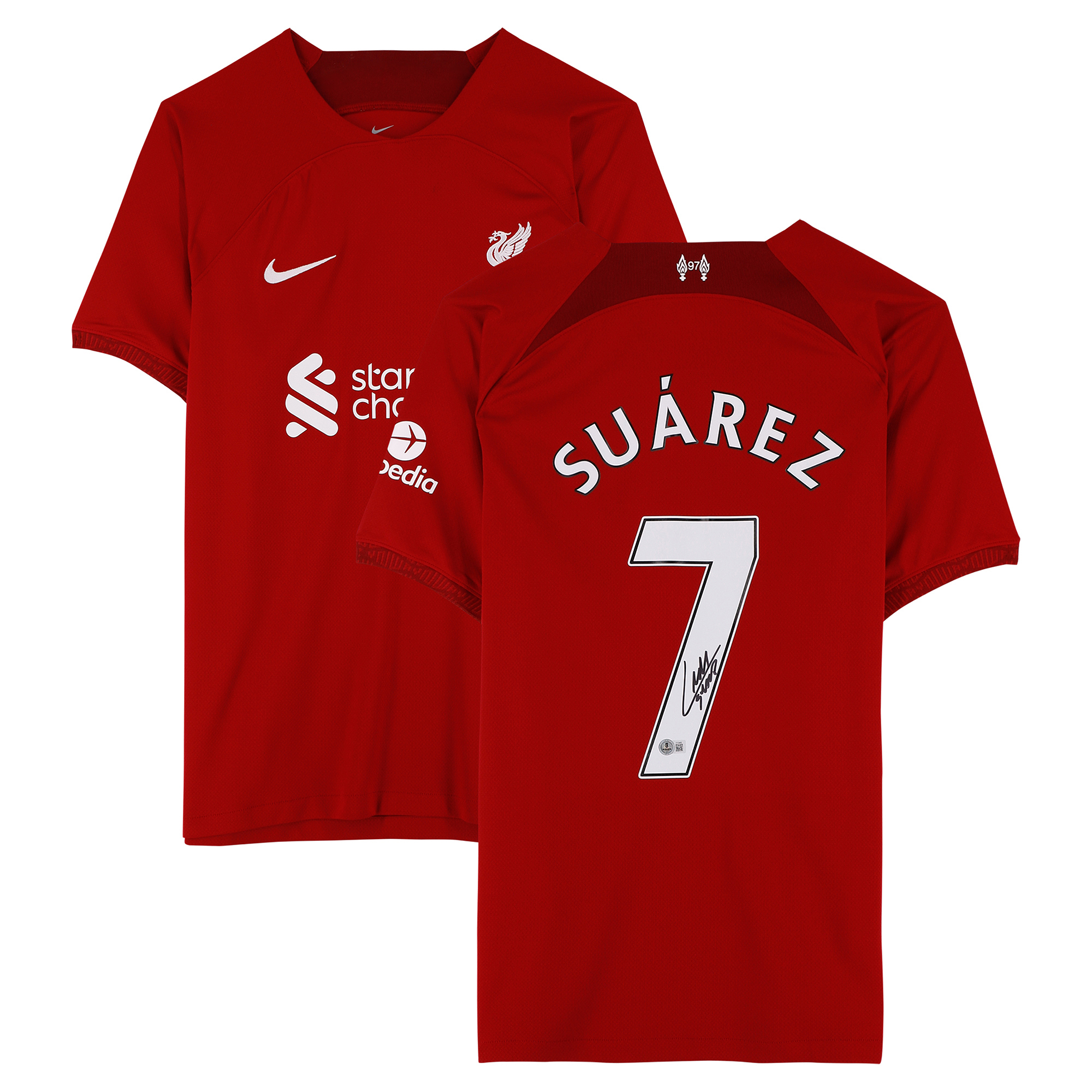 Luis Suarez Liverpool Autographed Red Nike 2022-23 Home Replica Jersey