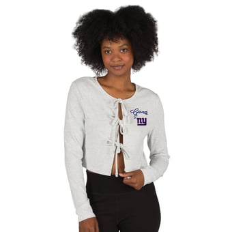 Women's Concepts Sport Gray New York Giants Fray Knit Long-Sleeve Tie Front Top