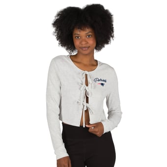 Women's Concepts Sport Gray New England Patriots Fray Knit Long-Sleeve Tie Front Top