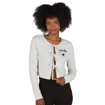 Women's Concepts Sport Gray Dallas Cowboys Fray Knit Long-Sleeve Tie Front Top