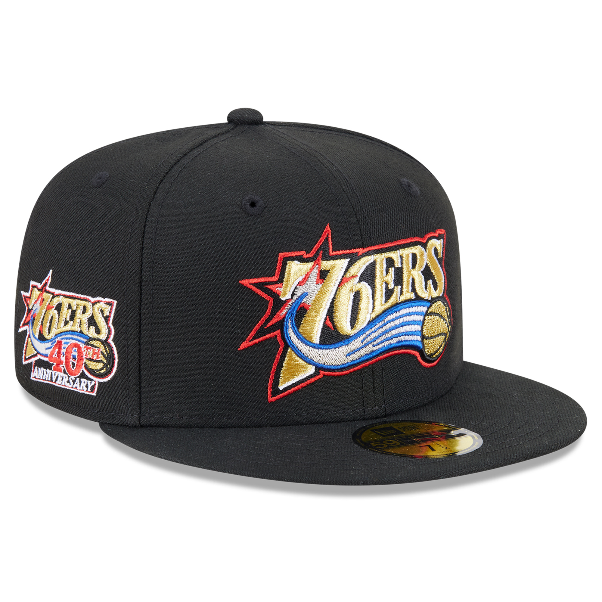 Men's New Era Black Philadelphia 76ers 40th Anniversary 59FIFTY Fitted Hat