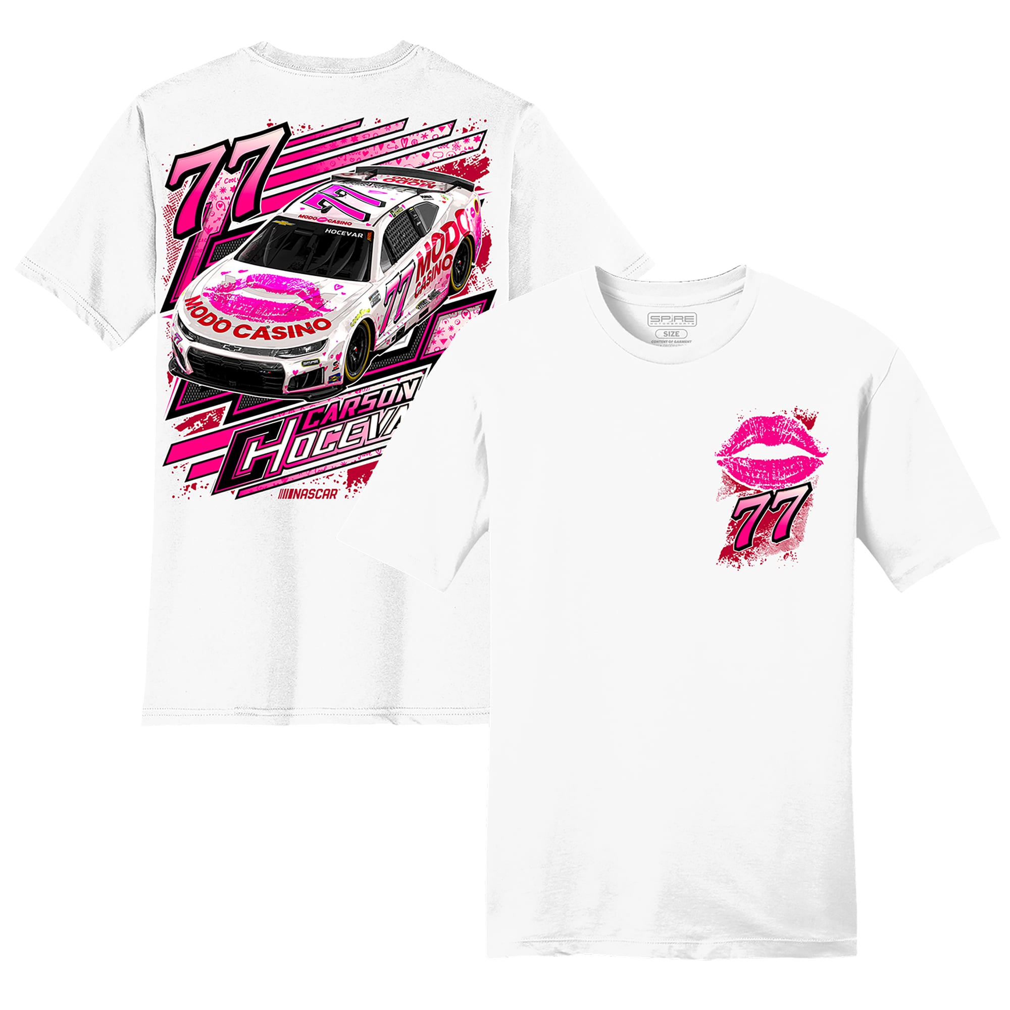 Men's Classic Ink White Carson Hocevar Modo Casino Car T-Shirt