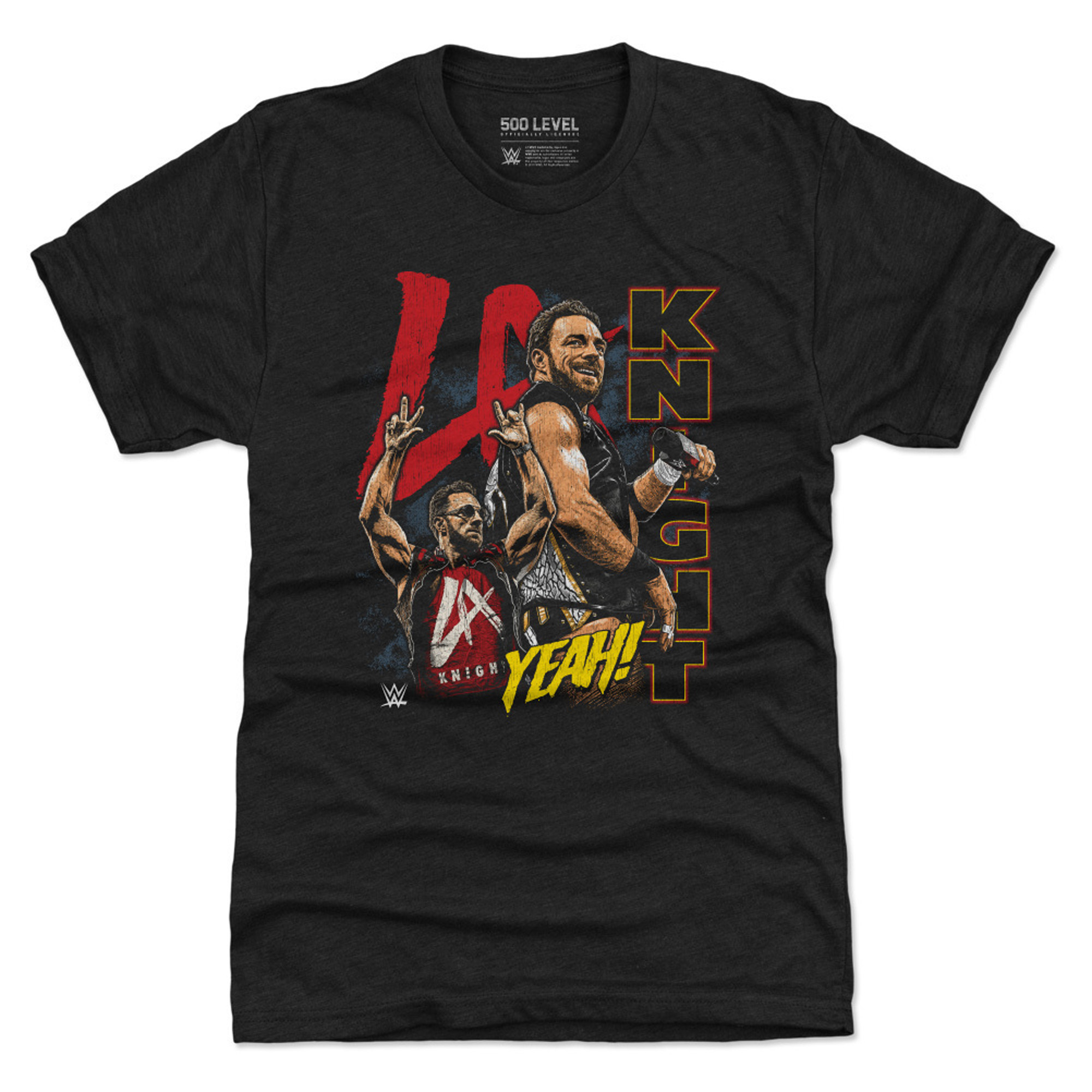 Men’s 500 Level Black LA Knight Vertical Name Premium Tri-Blend T-Shirt