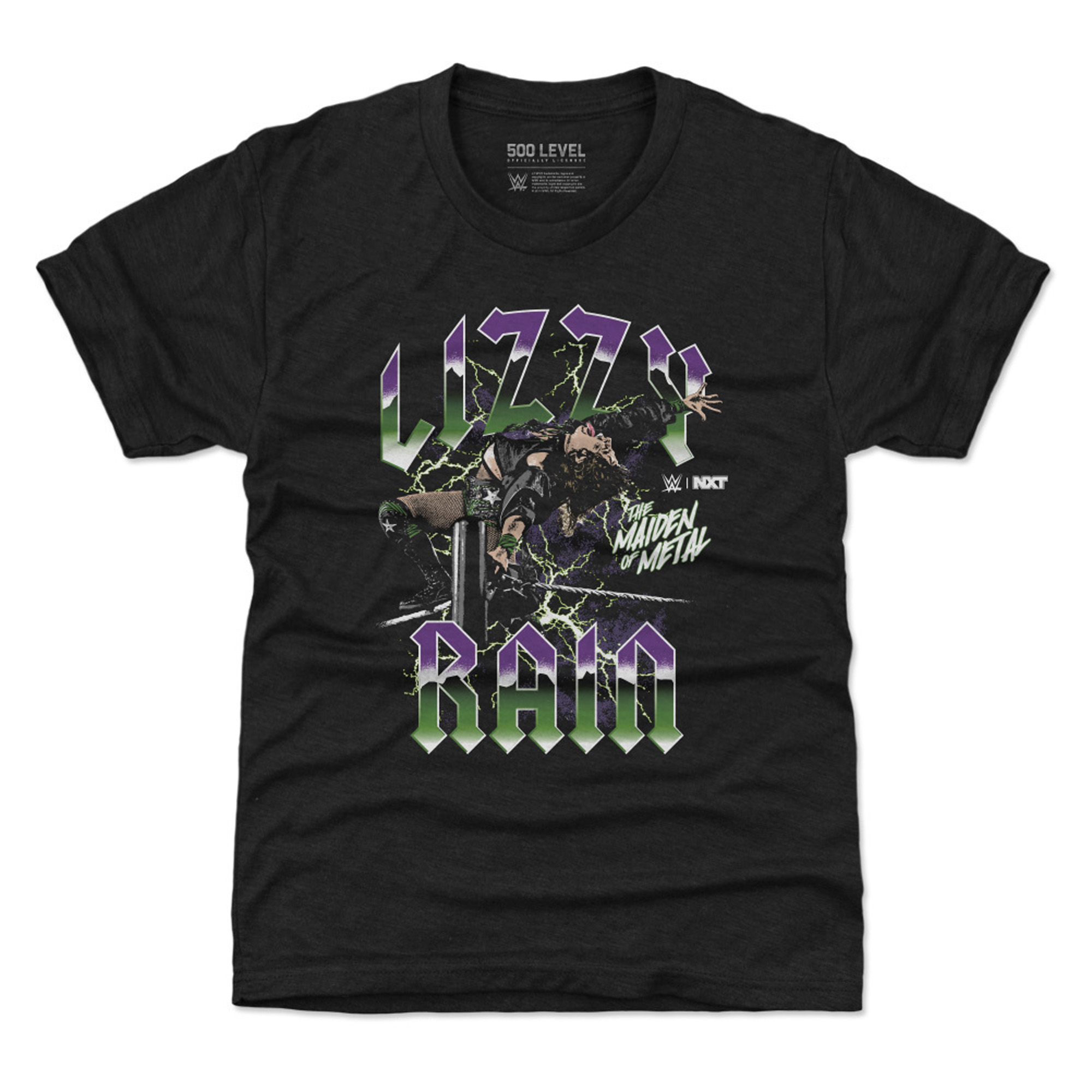 Youth 500 Level Black Lizzy Rain NXT Maiden of Metal T-Shirt Youth 500 Level Black Lizzy Rain NXT Maiden of Metal T-Shirt