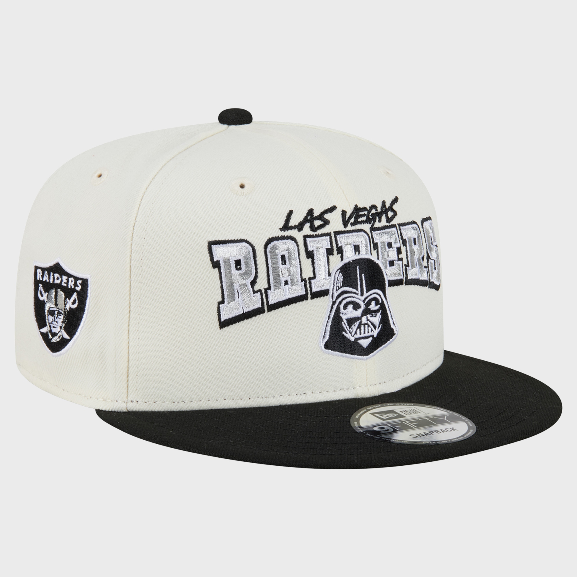 Men's Disney x New Era Cream/Black Las Vegas Raiders Darth Vader 9FIFTY Snapback Hat