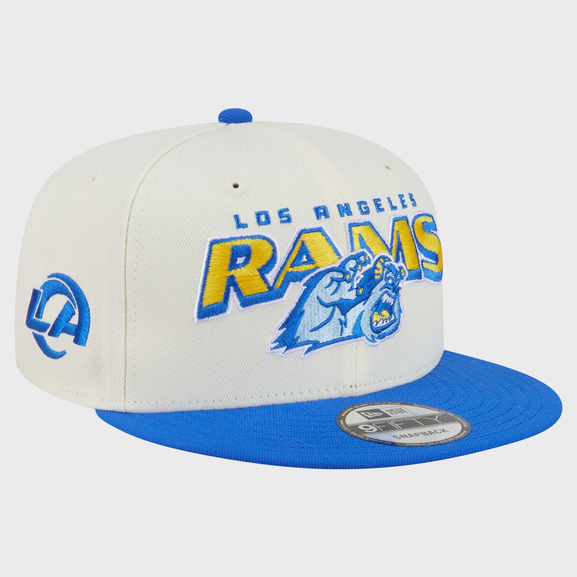 Men's Disney x New Era Cream/Royal Los Angeles Rams Sulley 9FIFTY Snapback Hat