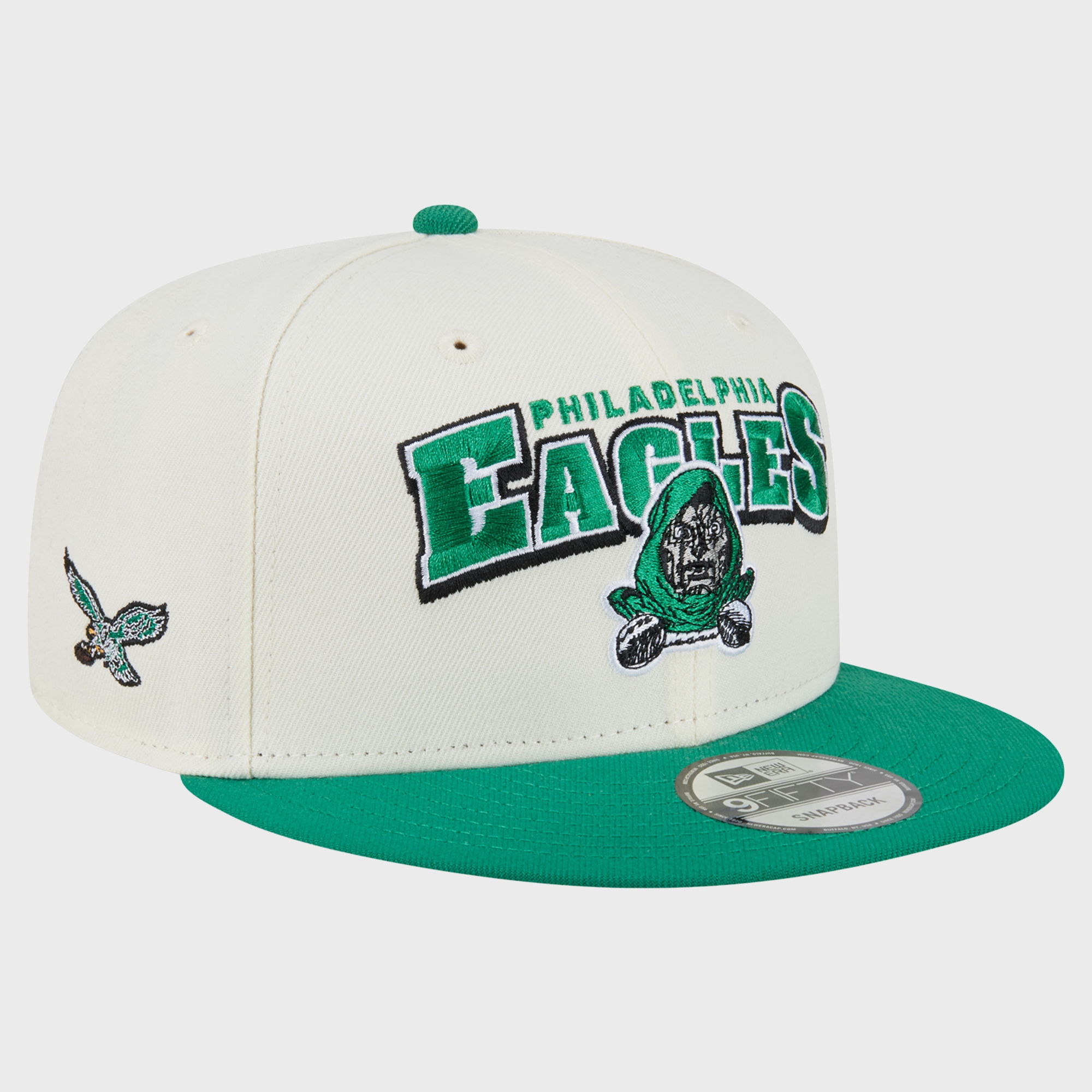 Men's Disney x New Era Cream/Kelly Green Philadelphia Eagles Doctor Doom 9FIFTY Snapback Hat