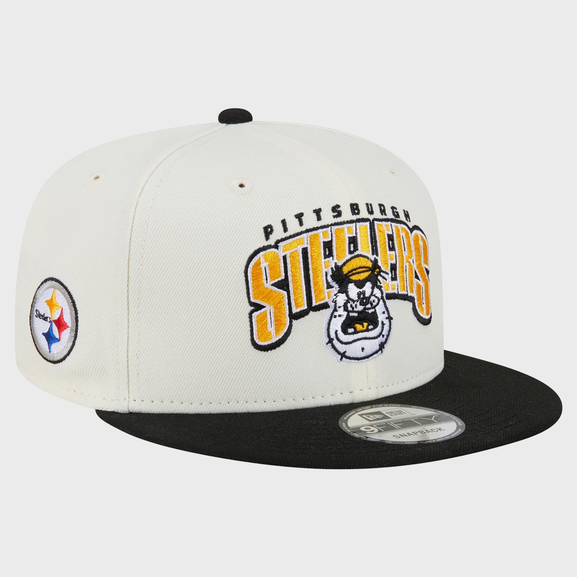 Men's Disney x New Era Cream/Black Pittsburgh Steelers Pete 9FIFTY Snapback Hat