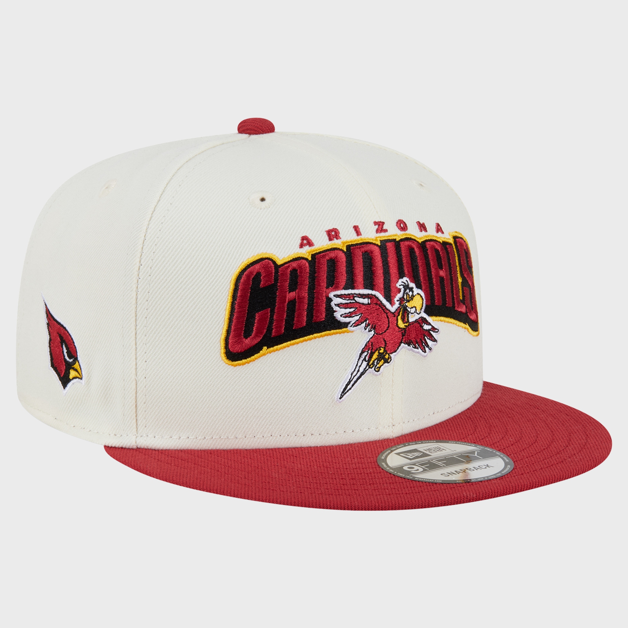 Men's Disney x New Era Cream/Cardinal Arizona Cardinals Jafar & Iago 9FIFTY Snapback Hat