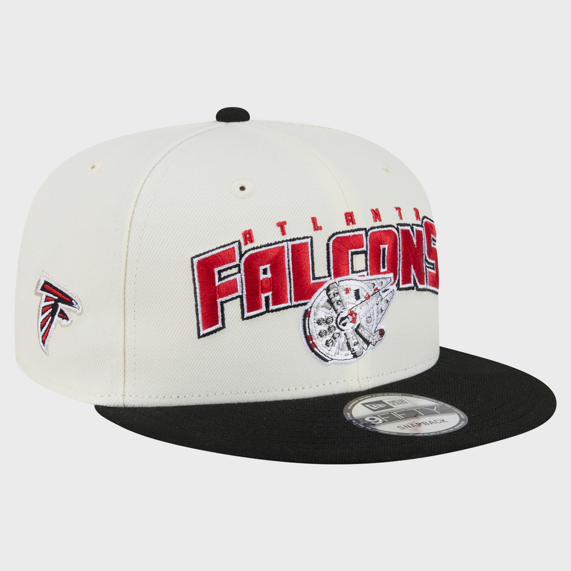 Men's Disney x New Era Cream/Black Atlanta Falcons Millennium Falcon 9FIFTY Snapback Hat