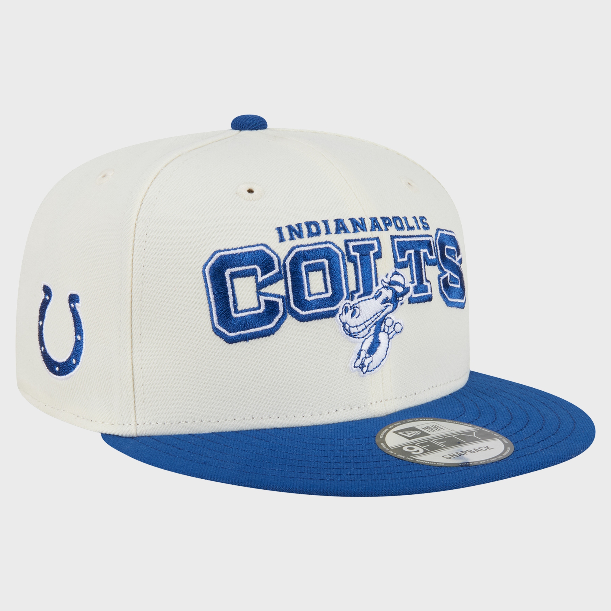 Men's Disney x New Era Cream/Royal Indianapolis Colts Horace Horsecollar 9FIFTY Snapback Hat