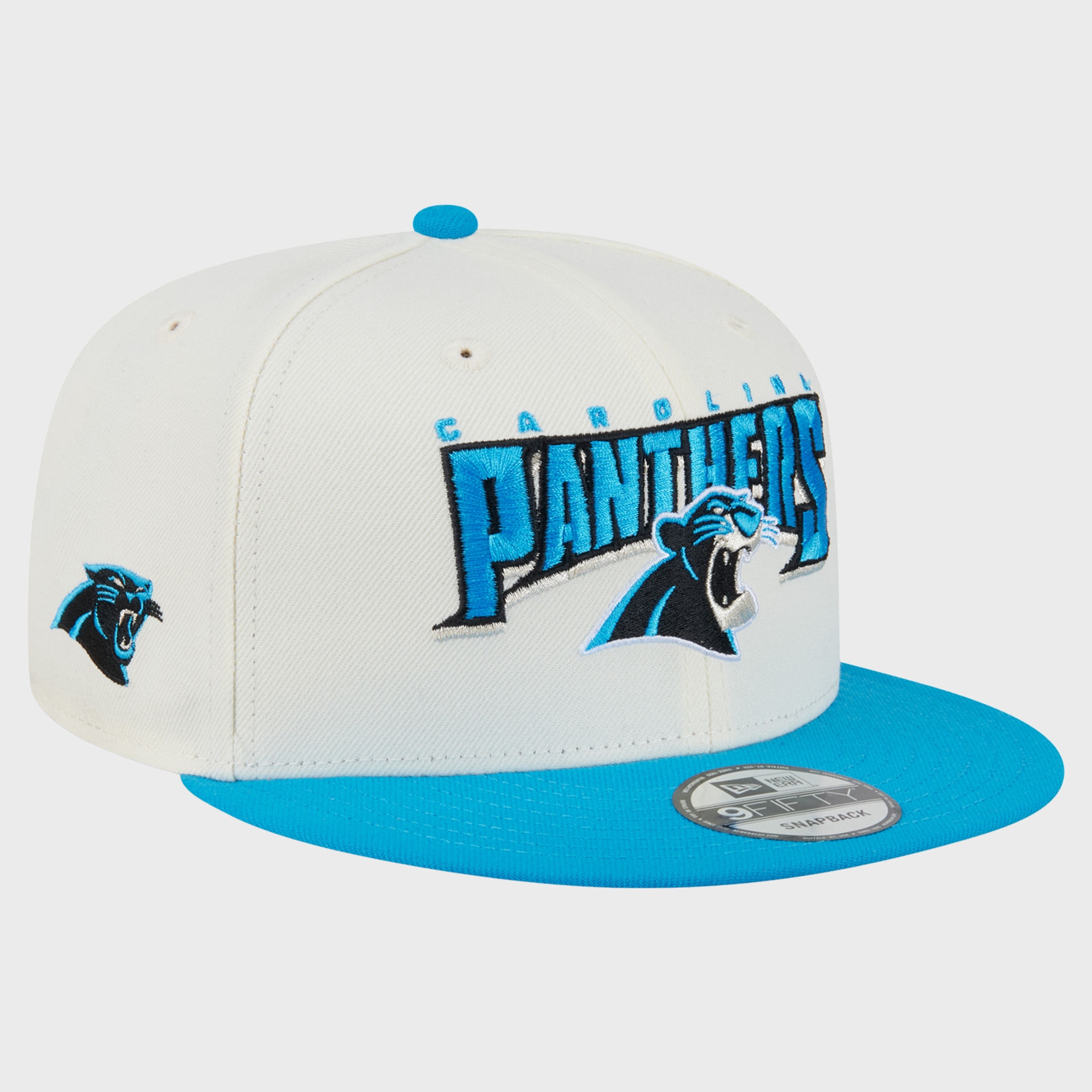 Men's Disney x New Era Cream/Blue Carolina Panthers Bagheera 9FIFTY Snapback Hat