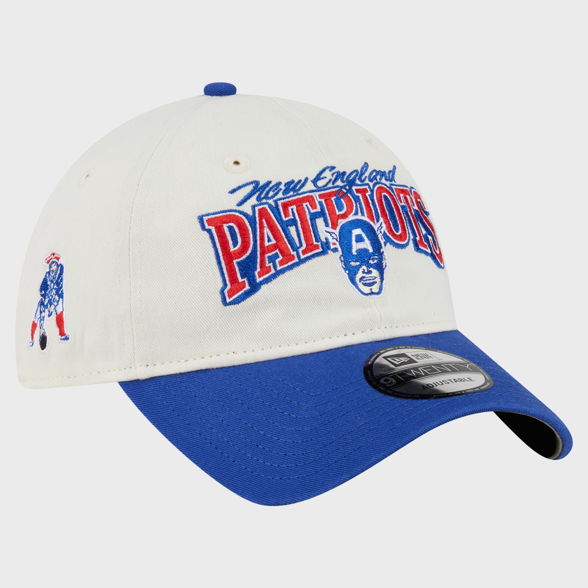 Men's Disney x New Era Cream/Royal New England Patriots 9TWENTY Adjustable Hat