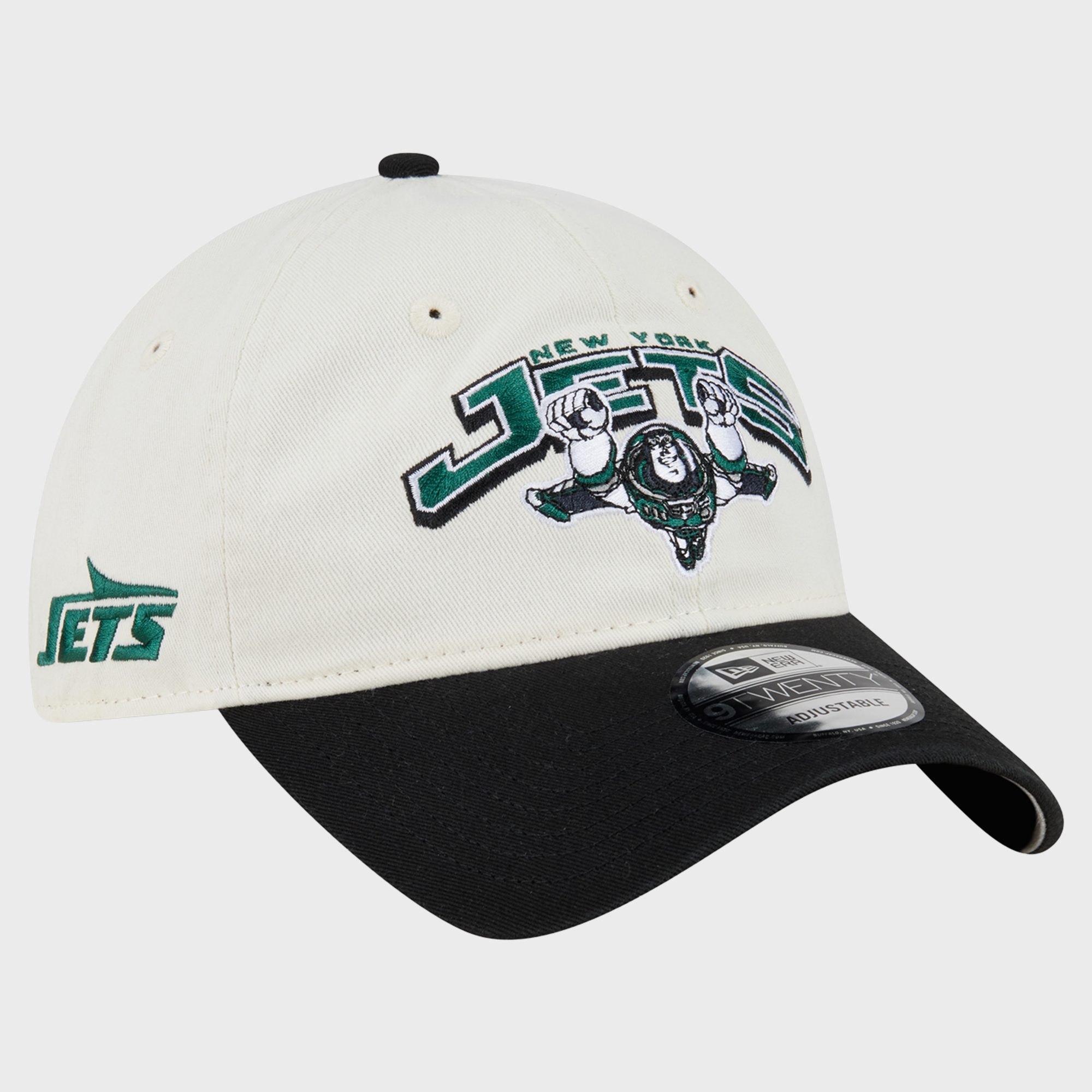 Men's Disney x New Era Cream/Black New York Jets 9TWENTY Adjustable Hat