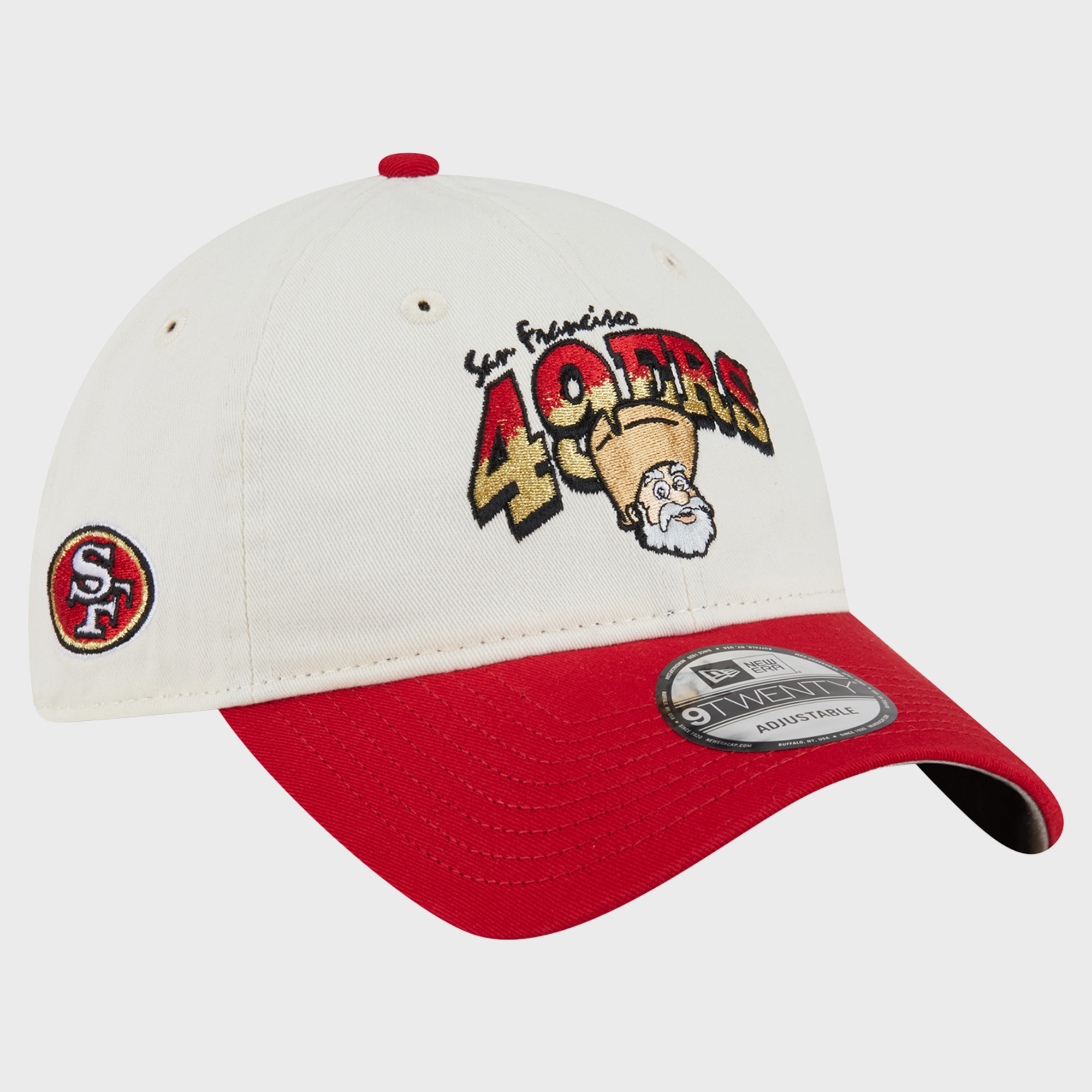 Men's Disney x New Era Cream/Scarlet San Francisco 49ers 9TWENTY Adjustable Hat