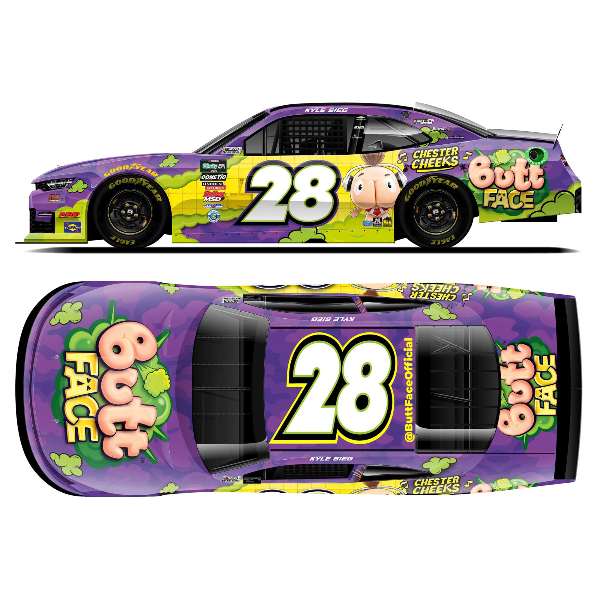 Action Racing Kyle Sieg 2026 #28 Butt Face 1:64 Regular Paint Die-Cast Chevrolet Camaro ZL1